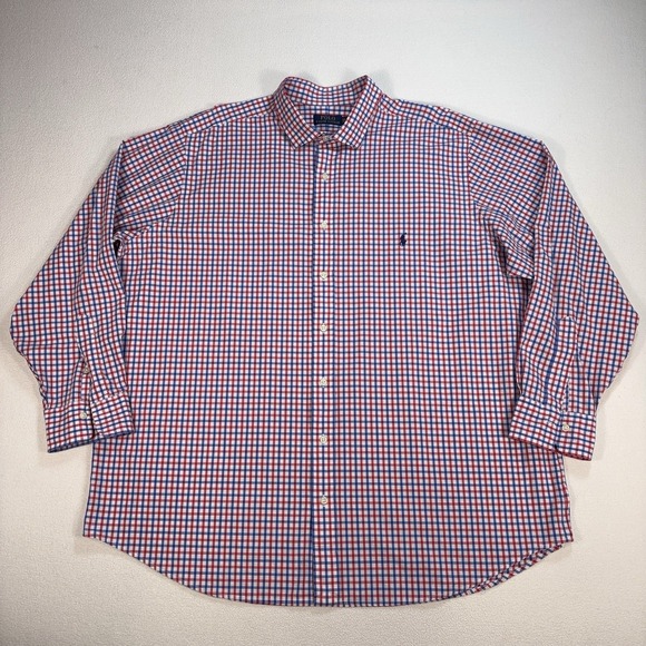 Polo Ralph Lauren Other - Polo Ralph Lauren Shirt Men's 2XB Red Blue Grid Plaid Pony Button Up Big Plus